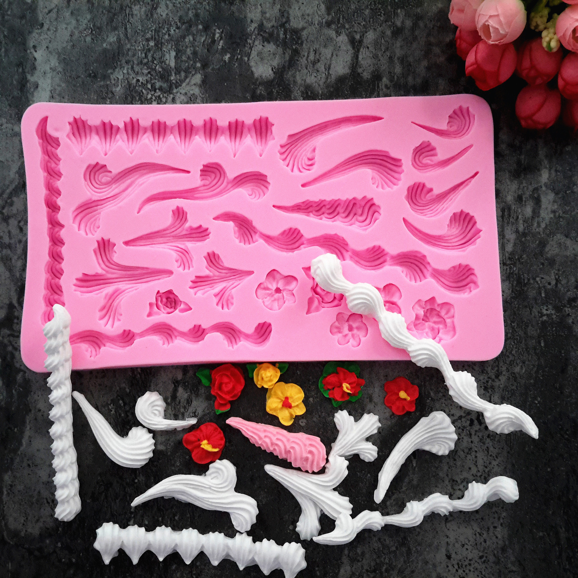 Fondant cake molde de silicona borde de la cáscara del molde de la torta Europea guinda del borde decoración molde de chocolate