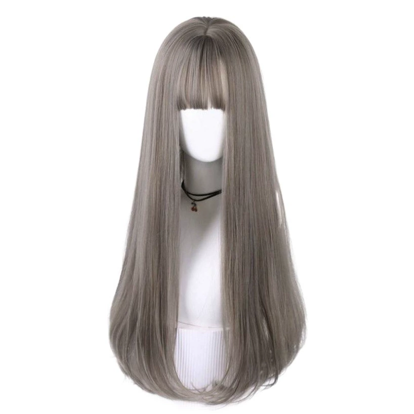 Парик женские длинные прямые волосы натуральный черный внутренняя Пряжка TikTok темперамент Ремонт лица воздушная челка полный верх головной убор