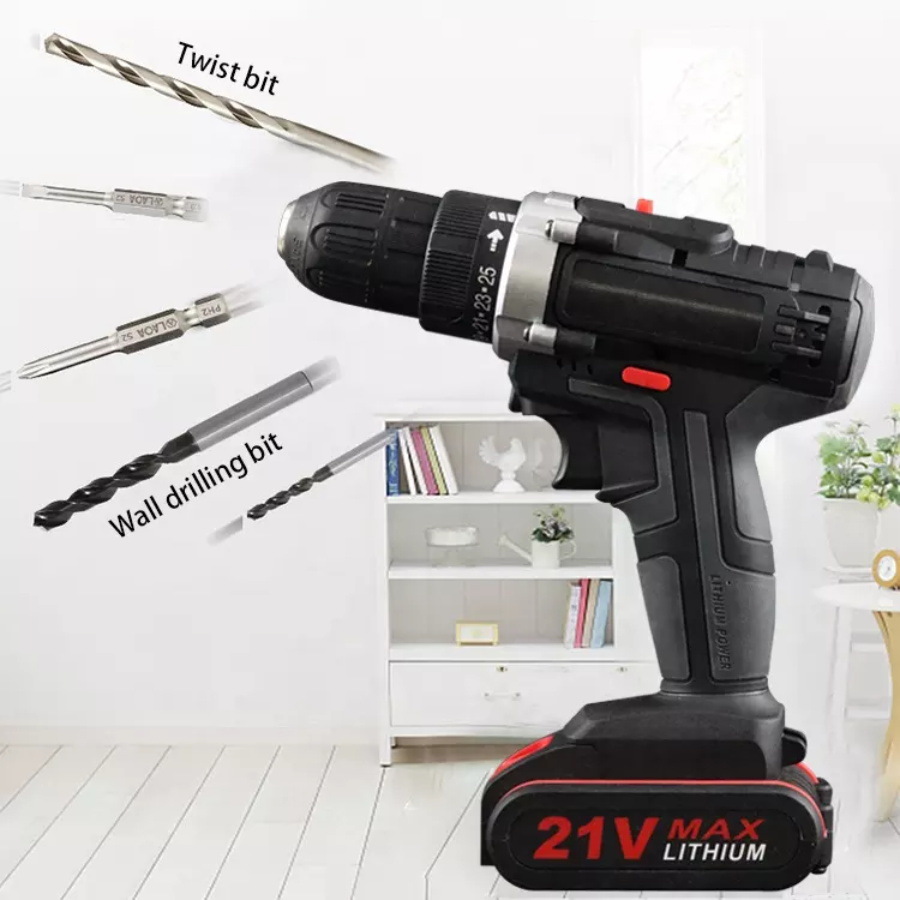 锂电手电钻21V电钻可配披头套装双速家用电动螺丝刀DIY工具家装-阿里巴巴