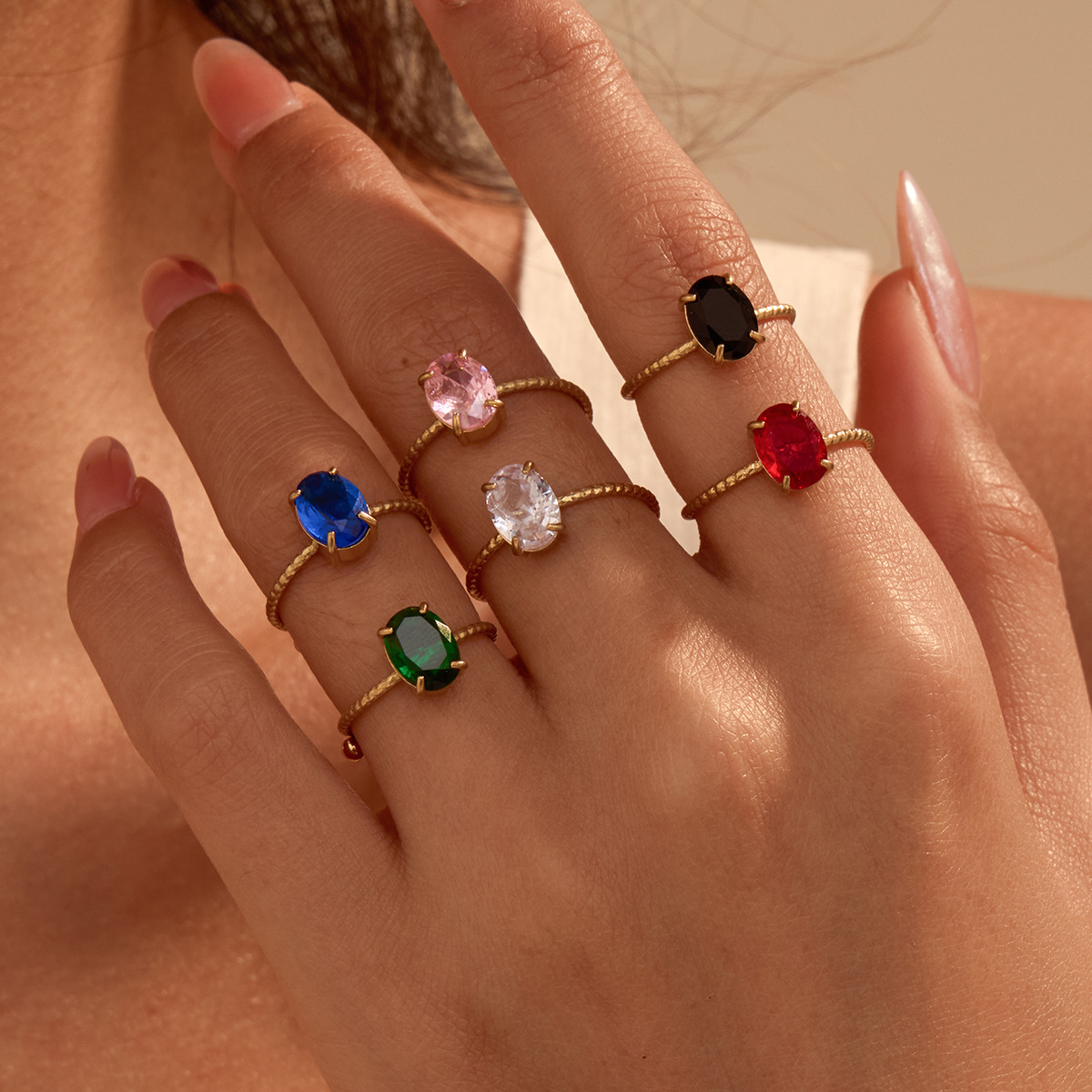 fashionable one size ring with zircon stainless steel