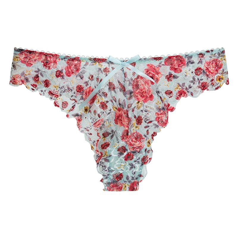 Printed Low Waist Thong Women's Sexy Lace-Trimmed T-Pants Lightweight Breathable Invisible Briefs Cross-Border Supply