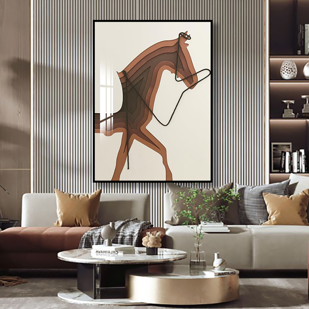 Brno luz de lujo hueco pintura pasillo pintura decorativa pared abstracta caballo sala de estar vertical de alta gama pintura real