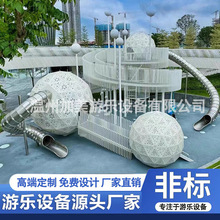 大型户外不锈钢滑梯设施公园儿童室外非标组合滑梯无动力游乐E18