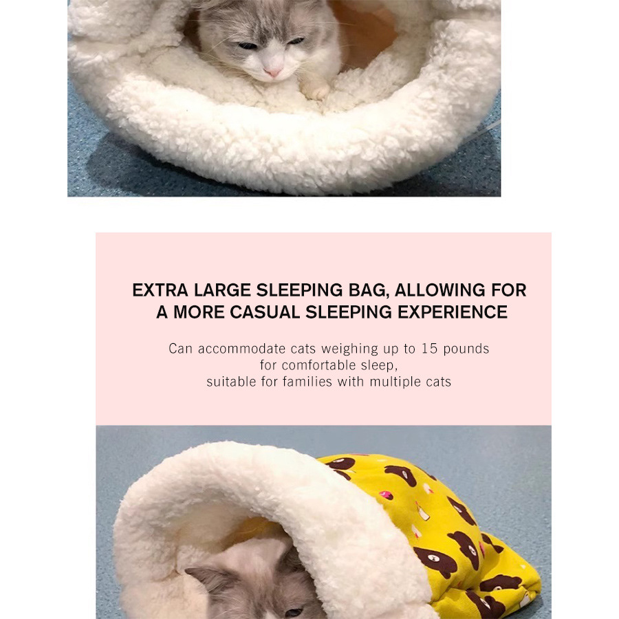 Saco de dormir para mascotas con dibujos cama túnel cálida_voghion.com