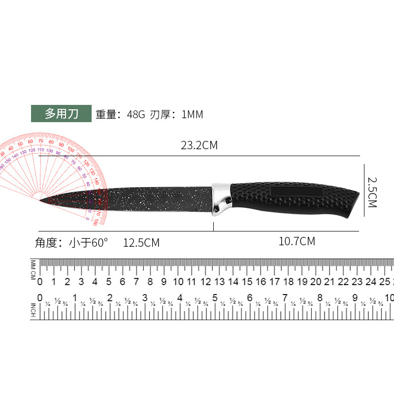 Cuchillo multipropósito de mango de malla 24 piezas herramientas de cocina caseras cuchillo de frutas cuchillo de cocina cuchillo de piel de color caja de exhibición set