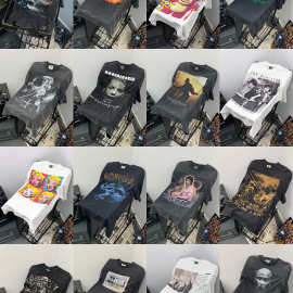 欧美高街潮牌vintage美式复古做旧洗水宽松重磅半袖vtg短袖t恤夏