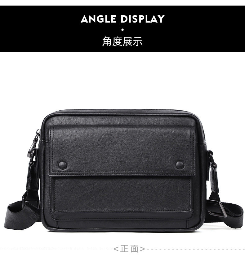 Túi đeo chéo nam da bò thật kiểu ngang cỡ nhỏ 29×11×17 cm — Màu đen chi tiết 13