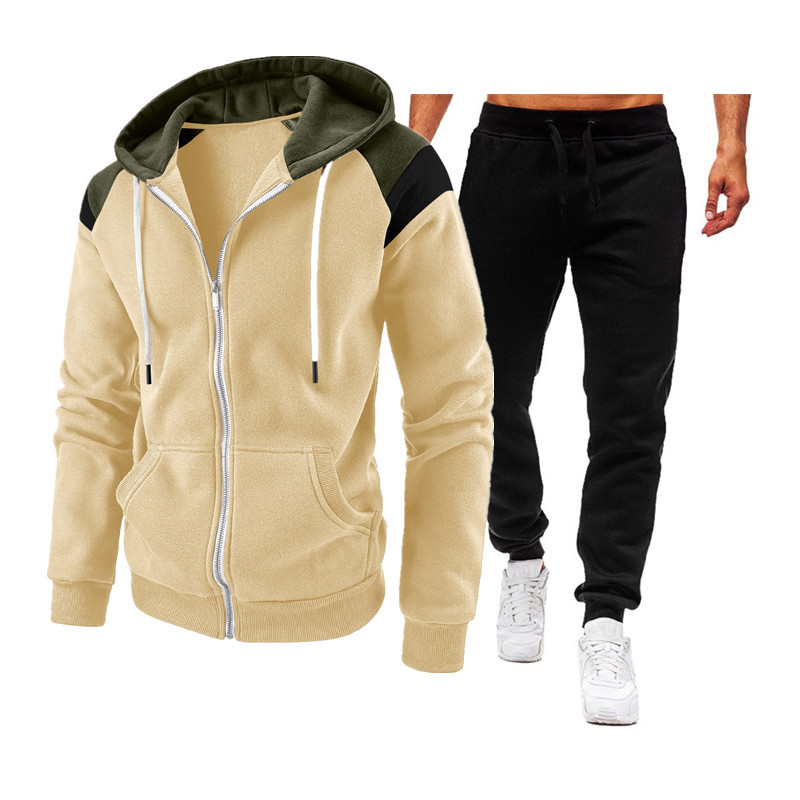 2022 transfronterizo Amazon nuevo europeo y americano de los hombres de color a juego contraste suéter de la moda traje deportivo casual de los hombres