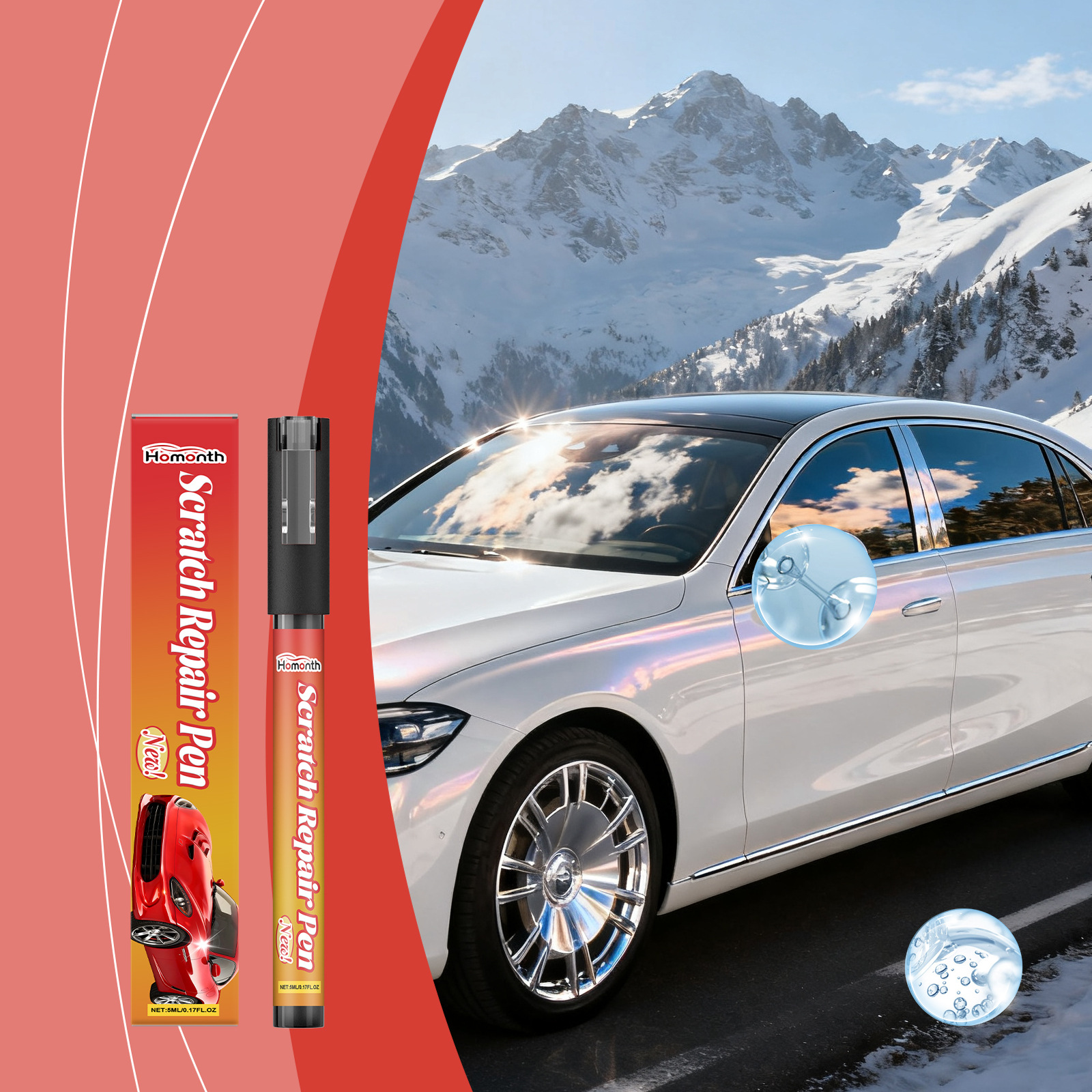 Homonth Car Scratch Care Pen Covers Fine Scratches and Conveniently Cleans Car Scratches and Stains for Renovation