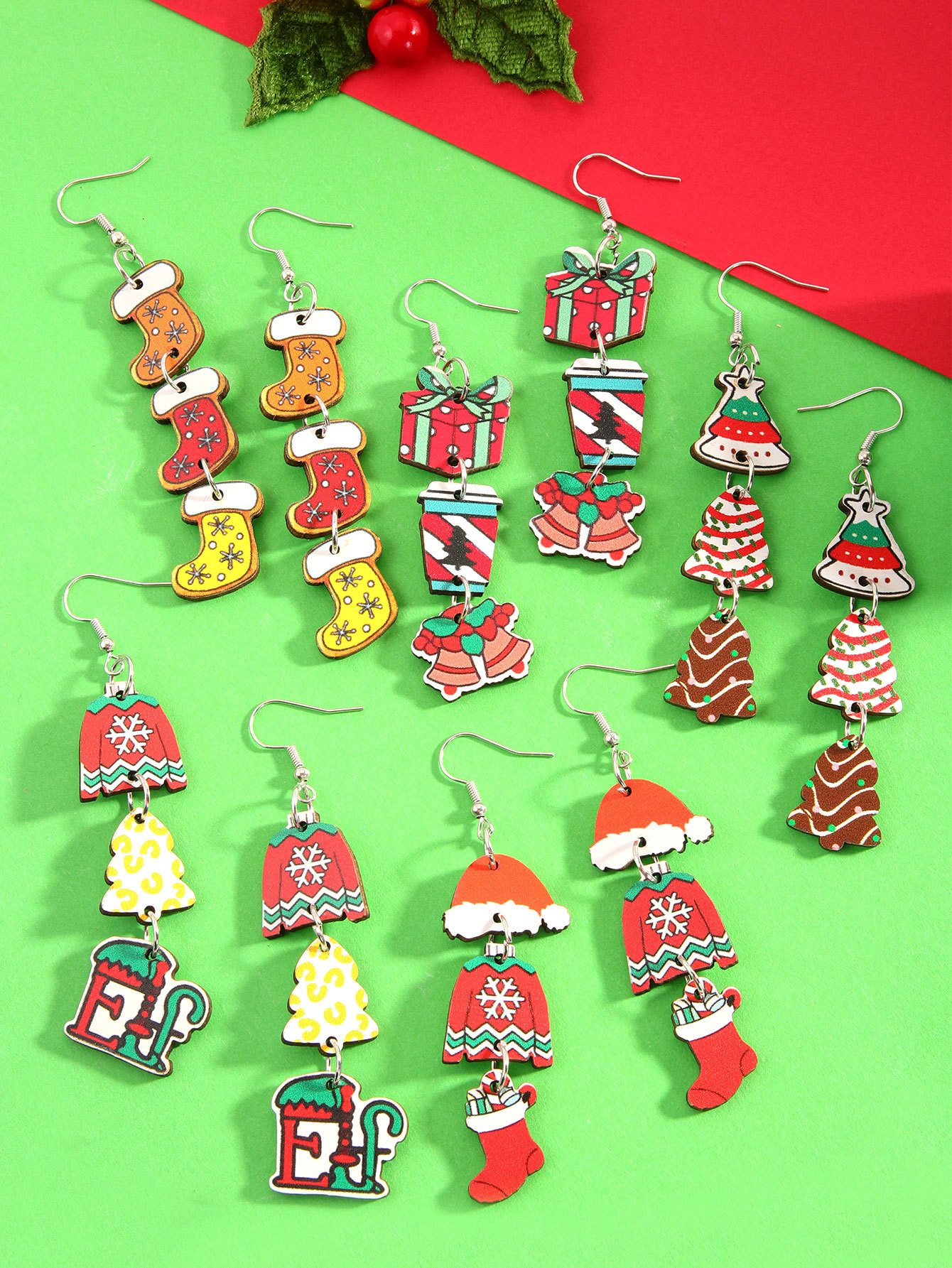 6g Weight Steel needle Ear Needle Material Drop Earrings Classification 1 Pair Quantity Holiday, Festival Occasion Wood Material Christmas Festival Christmas Hat, Christmas Tree, Christmas Socks Pattern Women's Gender Plating Design Simple Style, Classic Style Style 1 Pair Christmas Simple Style Classic Style Christmas Hat Christmas Tree Christmas Socks Plating Wood Drop Earrings 无