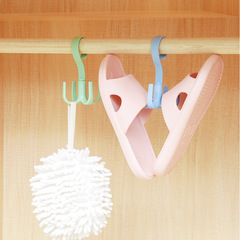 Creative rotating hook four-claw multi-functional wardrobe bag hook nail-free plastic tie hook storage hanger