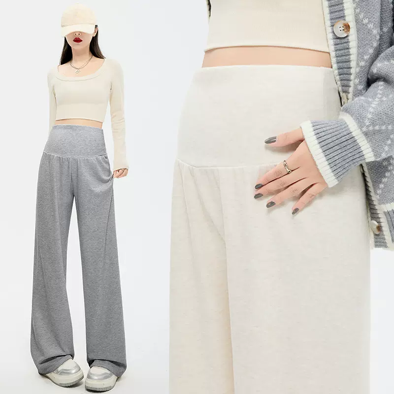 大码孕妇裤子春秋款外穿时尚休闲阔腿裤不勒肚2025新款秋季直筒裤