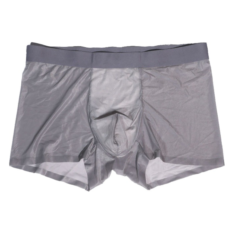 Ropa interior de hombre de textura sedosa ultrafina transparente boxeador medias ropa interior más tamaño Mediados de cintura ropa interior de seda de hielo volador