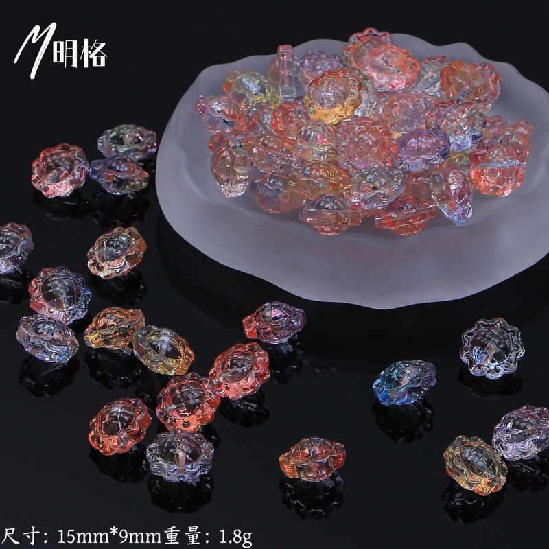 渐变琉璃向日葵双面雕刻太阳花diy手工制作手链项链散珠串珠材料|undefined