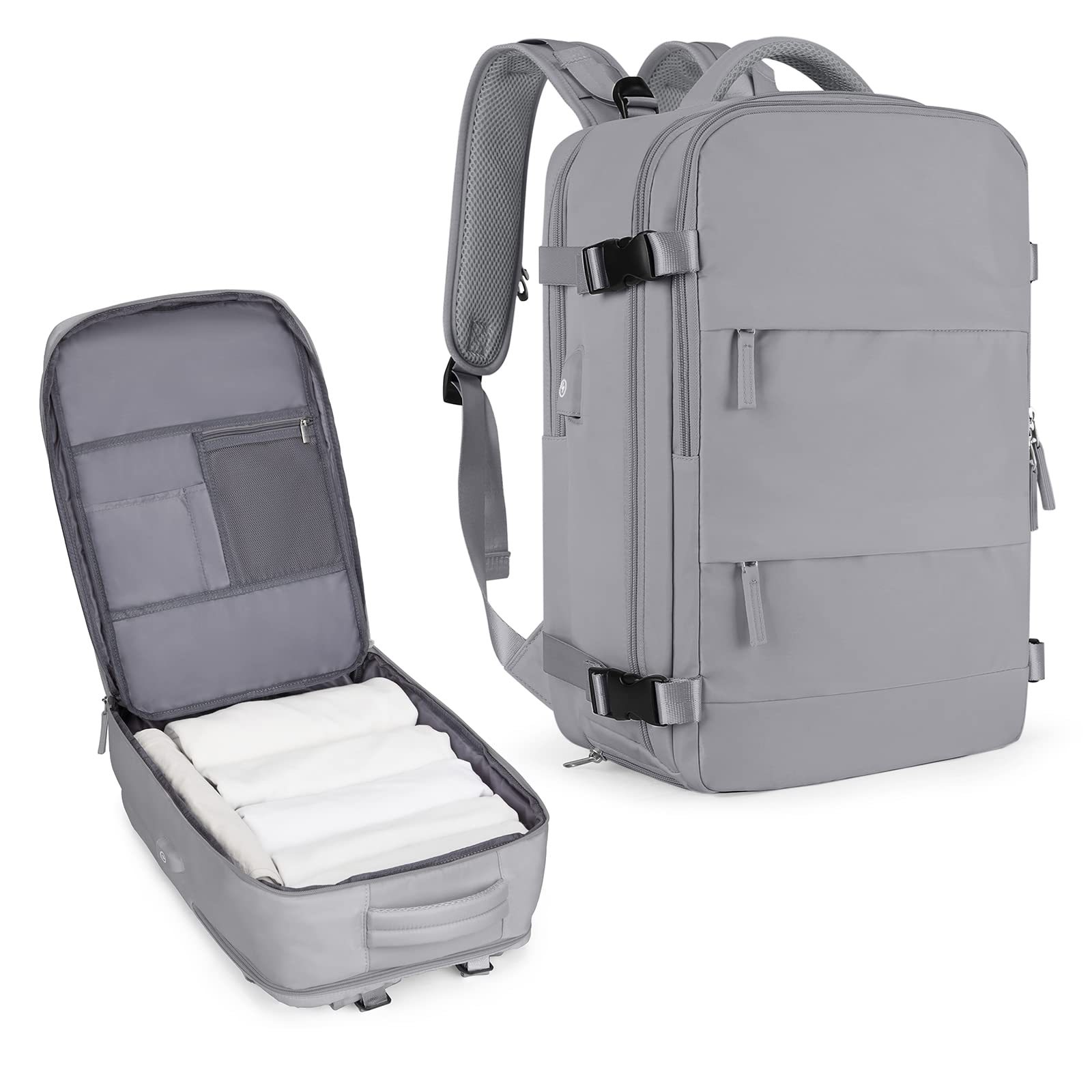 2100g Weight Nylon Lining Material Zipper Closure Type Double Shoulder Straps Strap Type Functional Backpack Bags Type Daily, Street, Shopping Occasion Nylon Material Waterproof Function Laptop Backpack Backpack Solid Color Pattern All Seasons Season Unisex Gender Elegant, Streetwear Style Square Shape Travel Backpack Girls Large Capacity Multi-Functional Luggage Backpack Short Trip Business Travel Bag 47