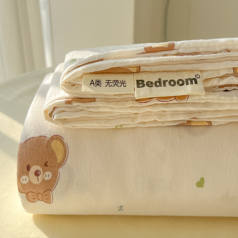 母子グレード A タイプ裸睡眠純綿シーツ小さな新鮮な綿シングルピース学生寮シングルとダブル枕カバー 3 点セット