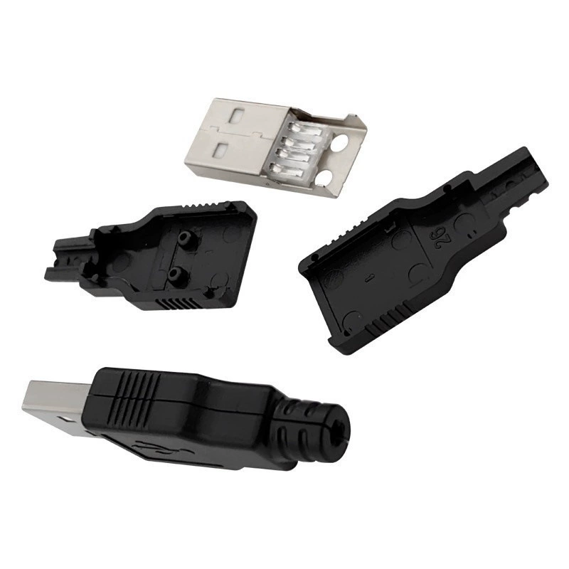 [厂家直销焊线式公头USB-A型插头带塑料壳 充电接头 USB公头三件套]