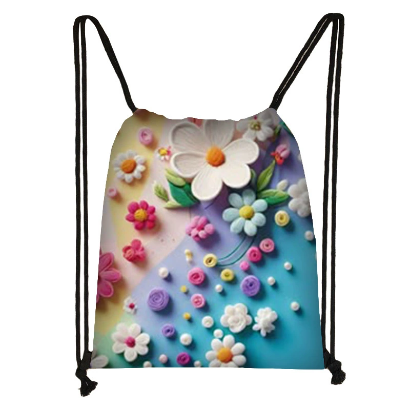 Новый 3D трехмерный цветок для девочек карманные детские мультяшные сумки для веревок на открытом воздухе портативные складные сумки для хранения трансграничные партии