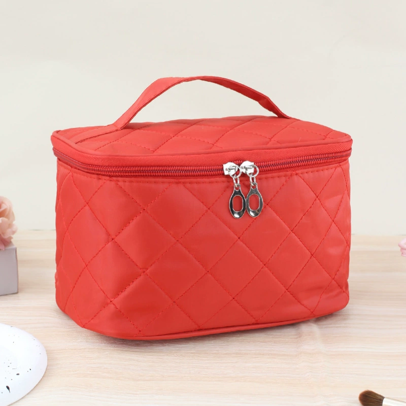 Cosmetic bag, organizer bag with diamond pattern, capacious handheld purse