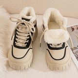 Туфли, спортивная зимняя флисовая высокая повседневная обувь для отдыха на платформе, удерживающие тепло короткие сапоги