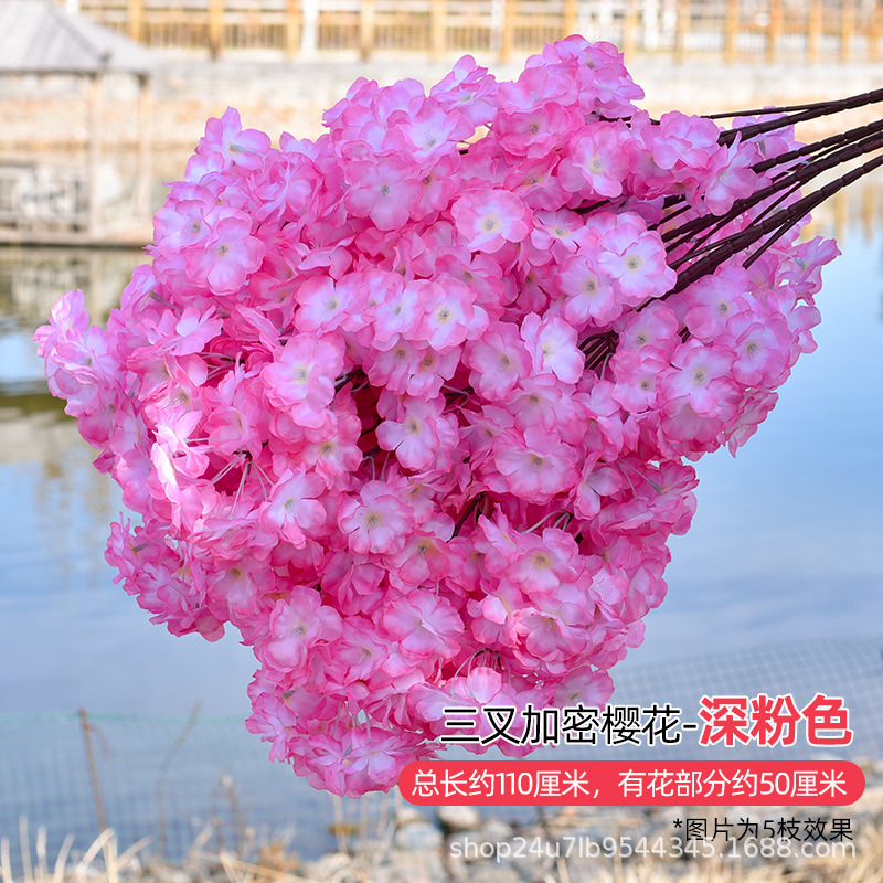 Simulación de flores de cereza flores de melocotón flores de pera flores de ciruela flores de bodas flores falsas vid decoración jardín balcón red de manglares paisaje de pared
