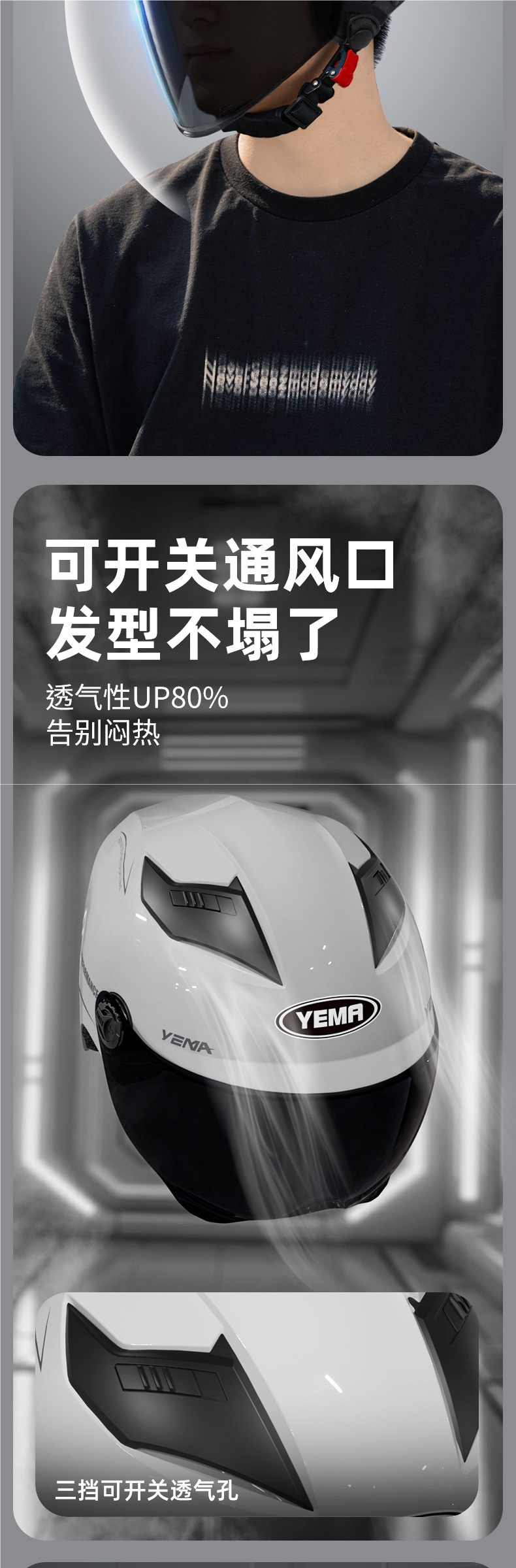 Yema 3C certified large head circumference helmet for men, extra-large size for electric vehicles, all-season battery motorcycle men's oversized half helmet