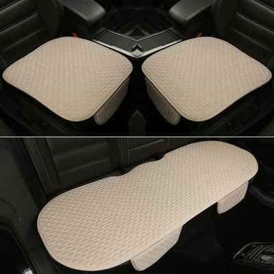 Ji Ying Linen Cushion: Four Seasons Pad - beige-three-piece-set-linen-cushion-five-seat-car