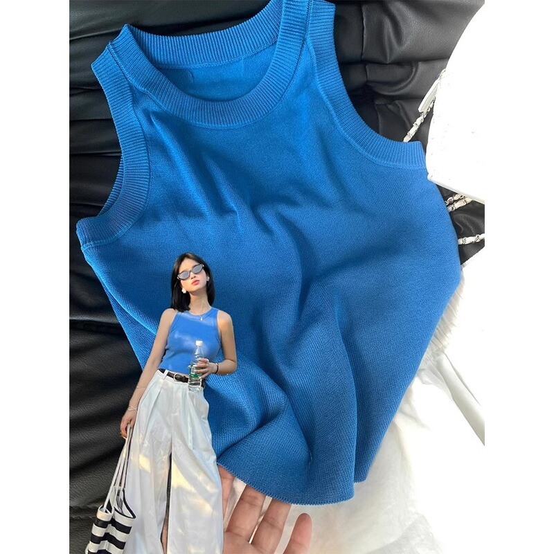 Women's Summer Niche Hot Girl Slim Fit Elastic Versatile Sleeveless Camisole Vest for Outer Wear
