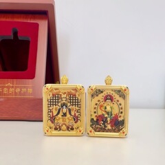 3x4小牌纯铜五台山龙五爷+守护神吊坠唐卡佛牌挂件嘎乌盒生肖吊坠