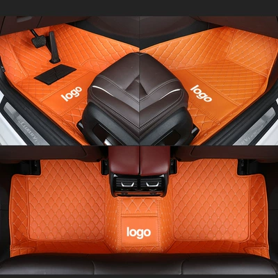 Cross-Border Leather Full-Coverage Car Floor Mats, Modelə uyğun ayaqaltı - orange-rice-noodles