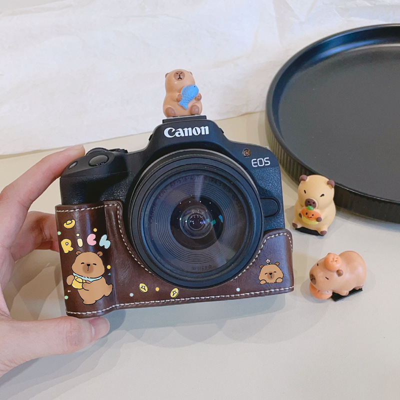 咖色皮套数码相机包底座保护套微单反卡通卡皮巴拉半套可爱萌趣