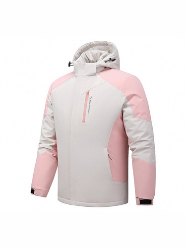 Winter Outdoor Graphene Couple's Temperature-Controlled Warm Stylish Casual Minimalist Color-Block Hooded Cotton Jacket