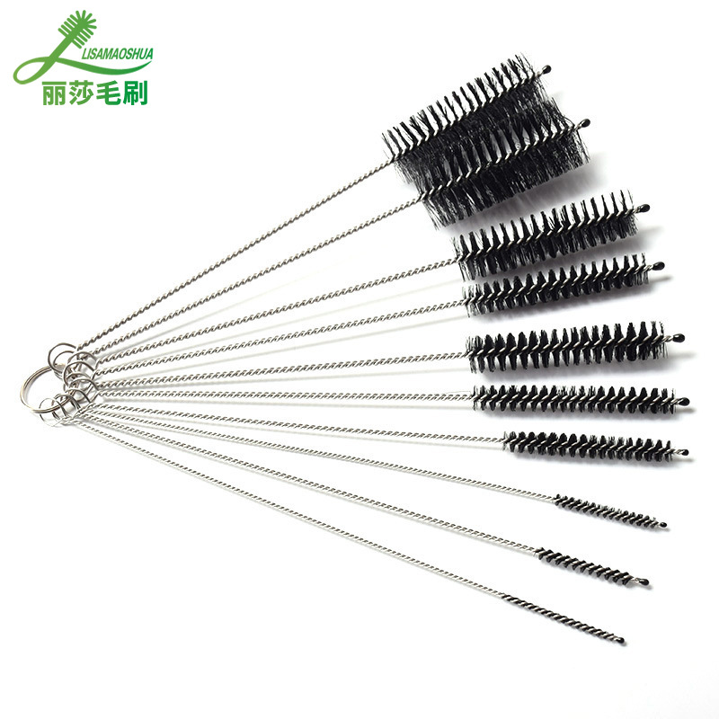 Equipo de tatuaje cepillo de acero inoxidable cepillo de limpieza de nylon pluma de aerosol pistola cepillo de diez piezas traje de cepillo de paja