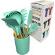 Factory Outlet 12 Piece Silicone Kitchenware Nylon Set Storage Barrel Wooden Handle Silicone Shovel Baking Tools