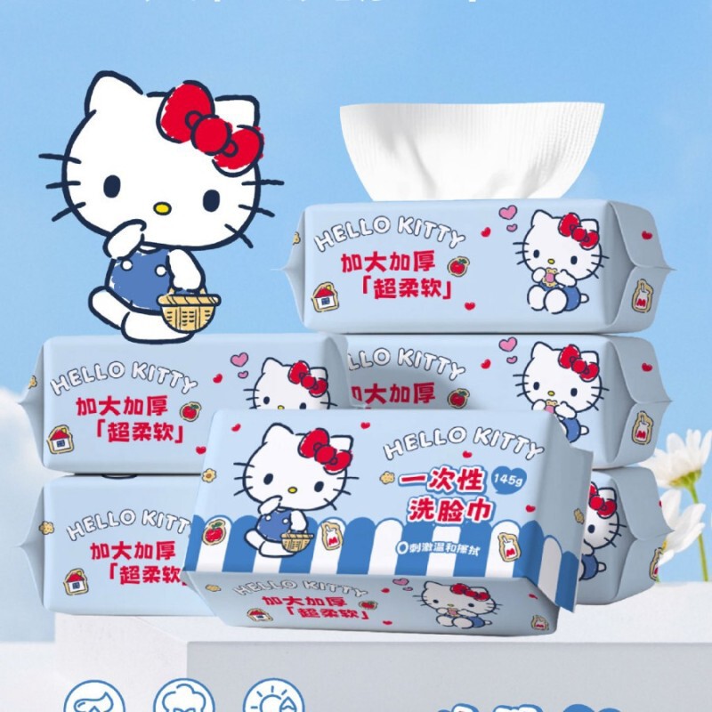 サンリオ KT 猫フェイスタオル ウェット＆ドライコットン ソフトタオル 吊り下げ式取り外し可能フェイスタオル 500g パール柄|undefined