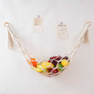 Nordic Style Toy Net Bag Plush Toy Hand-Woven Lace Hammock Bohemian Tapestry Children's Room Wall Collection