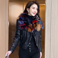 2021冬季新款韓國風皮衣夾棉夾克女真狐貍毛領棉衣外套短裝修身潮