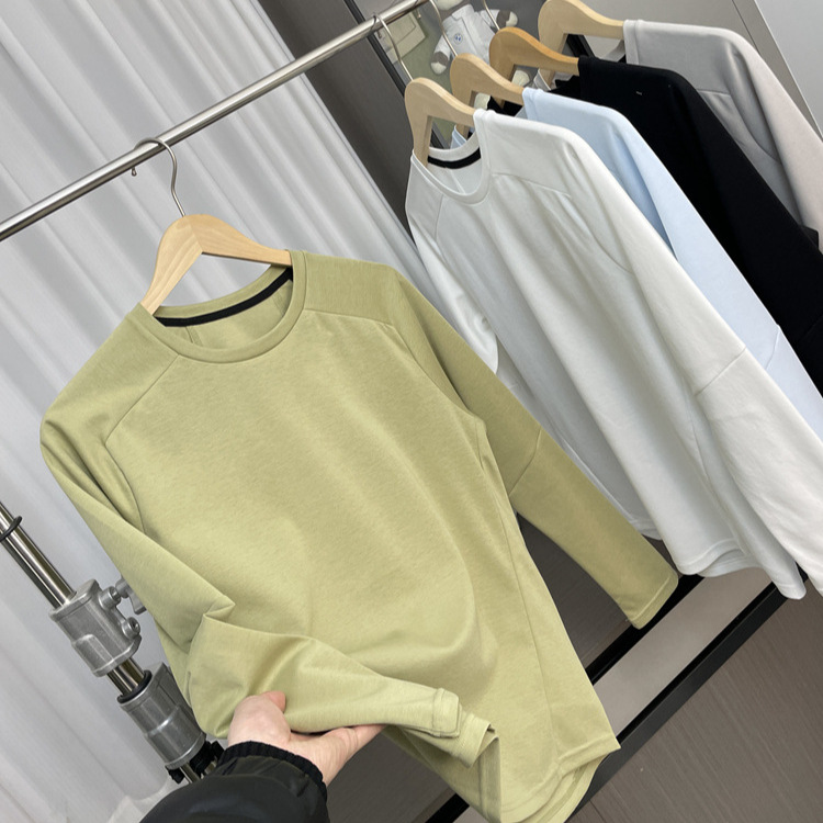210g典雅棉!0N同款!吸汗透氣!春季新款圓領速干運動休閒長袖T恤男