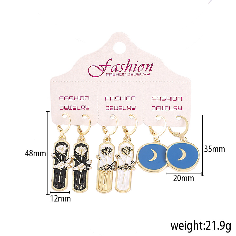 1 Set Fashion Flower Alloy Enamel Womenu0027S Dangling Earrings