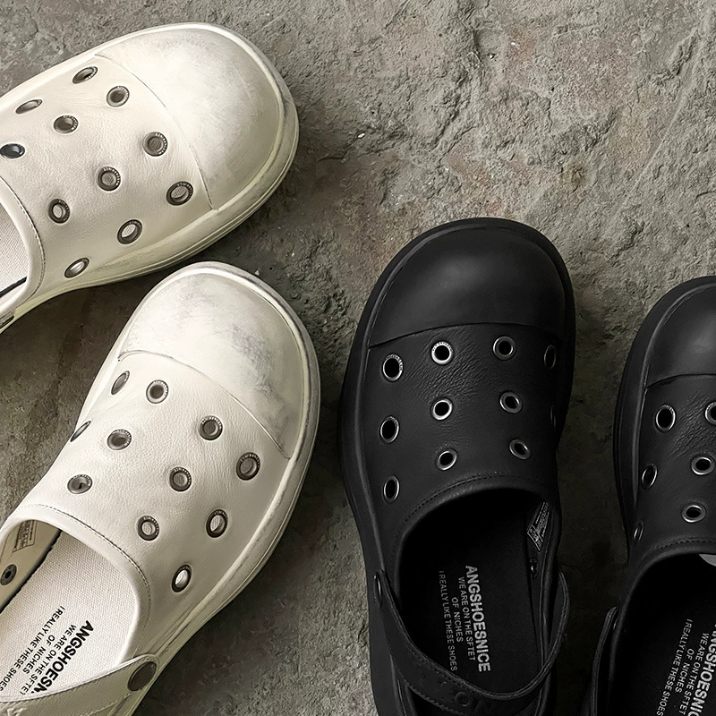 Breathable casual footwear for men and women platform, slippers, genuine leather