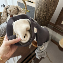 柠里秋冬款女童加绒加厚灰色时尚百搭灰色打底裤女宝宝堆堆袜裤子