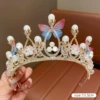 32# Золотая корона с бабочкой и жемчугом