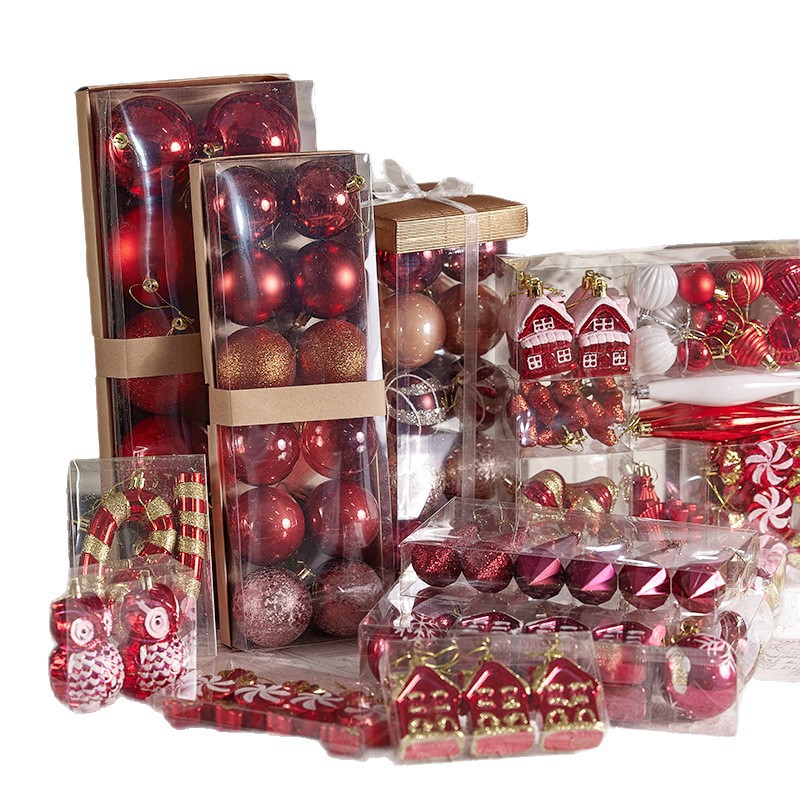 Bolas de Navidad rojas, bolas de Navidad, bolas de color, bolas de Navidad, adornos de Navidad, colgantes, adornos de árbol de Navidad