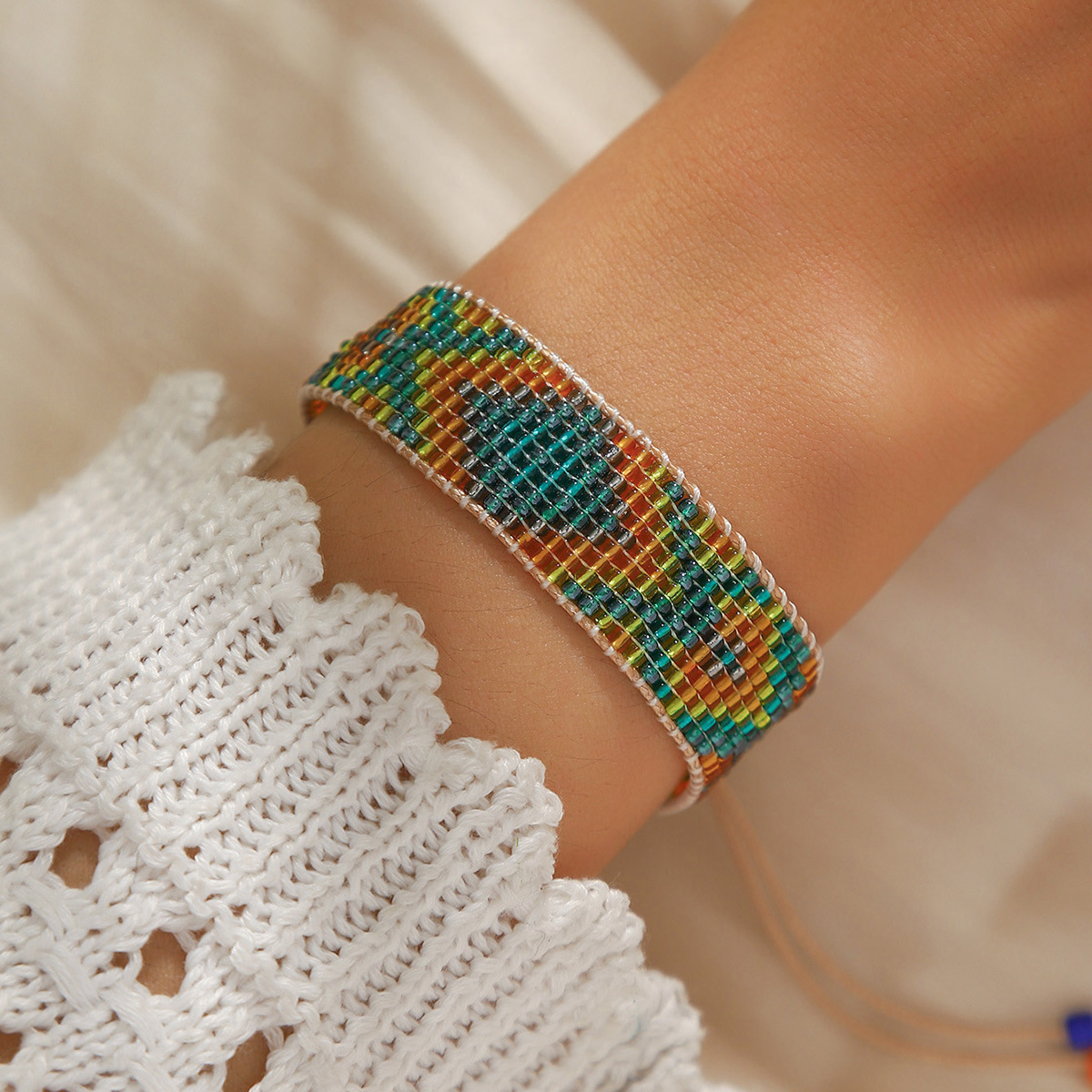 9g Weight Slider Clasp Closure Clasp Closure Type Bracelets Classification cord Chain Material Beaded Chain Chain Type 1 Piece Quantity Daily Occasion Seed Bead, cord Material Rhombus Pattern All Seasons Season Unisex Gender Knitting Design Ethnic Style Style Ethnic Style Rhombus Seed Bead Cord Beaded Chain Slider Clasp Closure String Bracelets Wholesale 1