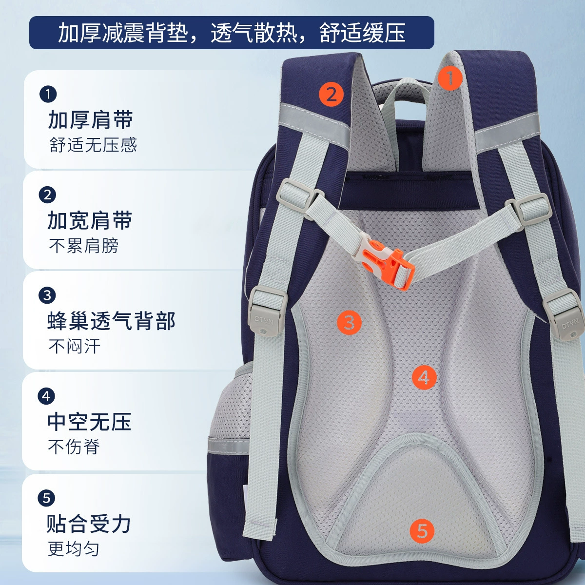 School bag, capacious shoulder bag lightweight, spine protection, elementary school