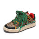 Cross-border plus size Women's Shoes Leopard-print Zebra-print Sneakers Low-top Lace-up Bread Shoes Low-top Flat Casual sneaker