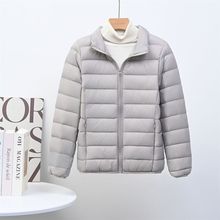 2025秋冬新款加肥加大短款轻薄立领羽绒服时尚显瘦包边休闲外套女