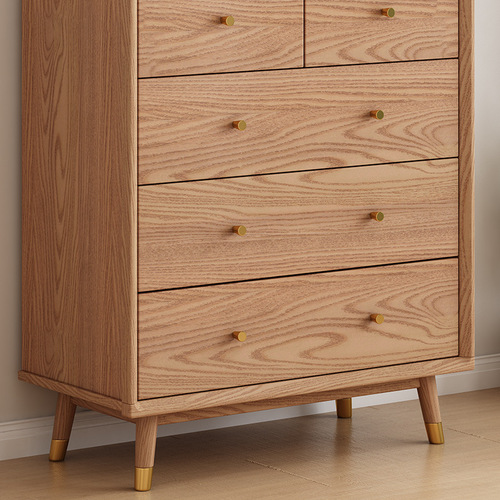 Nordic ash wood chest of drawers, six-drawer chest, solid wood chest of drawers, storage cabinet, simple bedroom, living room, home storage