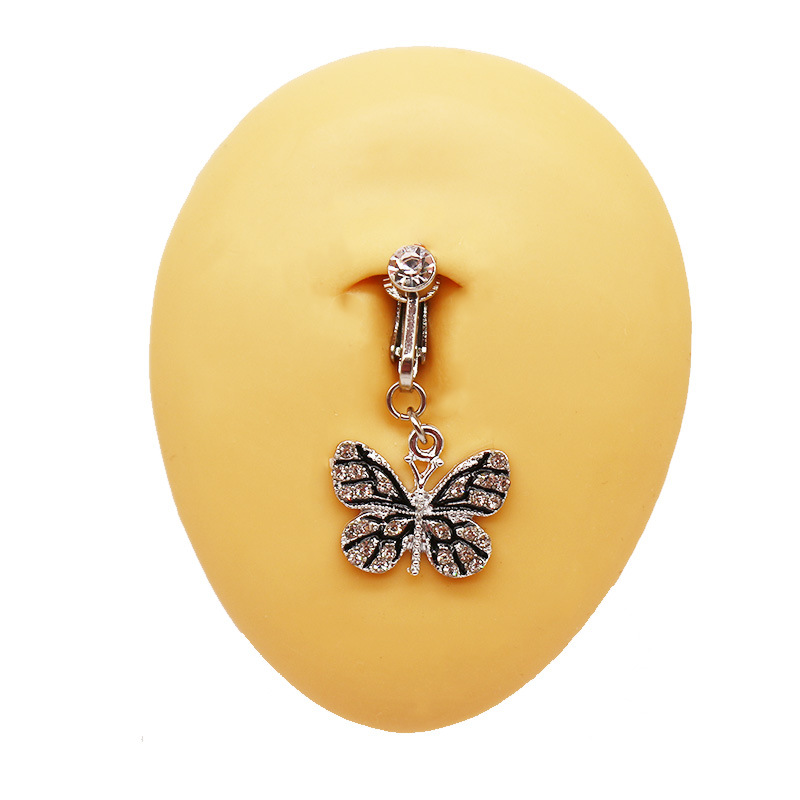 Dazzling Butterfly Belly Button Ring Non Piercing Clip On_voghion.com