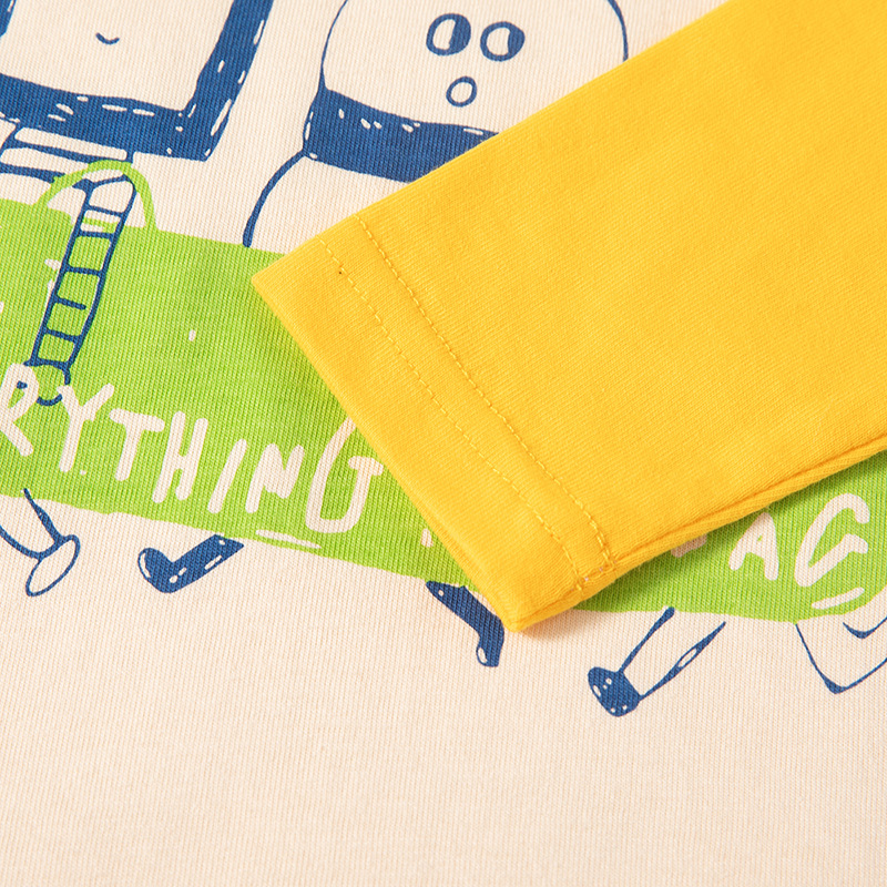 Ser Superior de los niños Camiseta de manga larga de algodón puro primavera y otoño color a juego de moda de dibujos animados estilo coreano estilo occidental camisa de fondo de una sola pieza de entrega